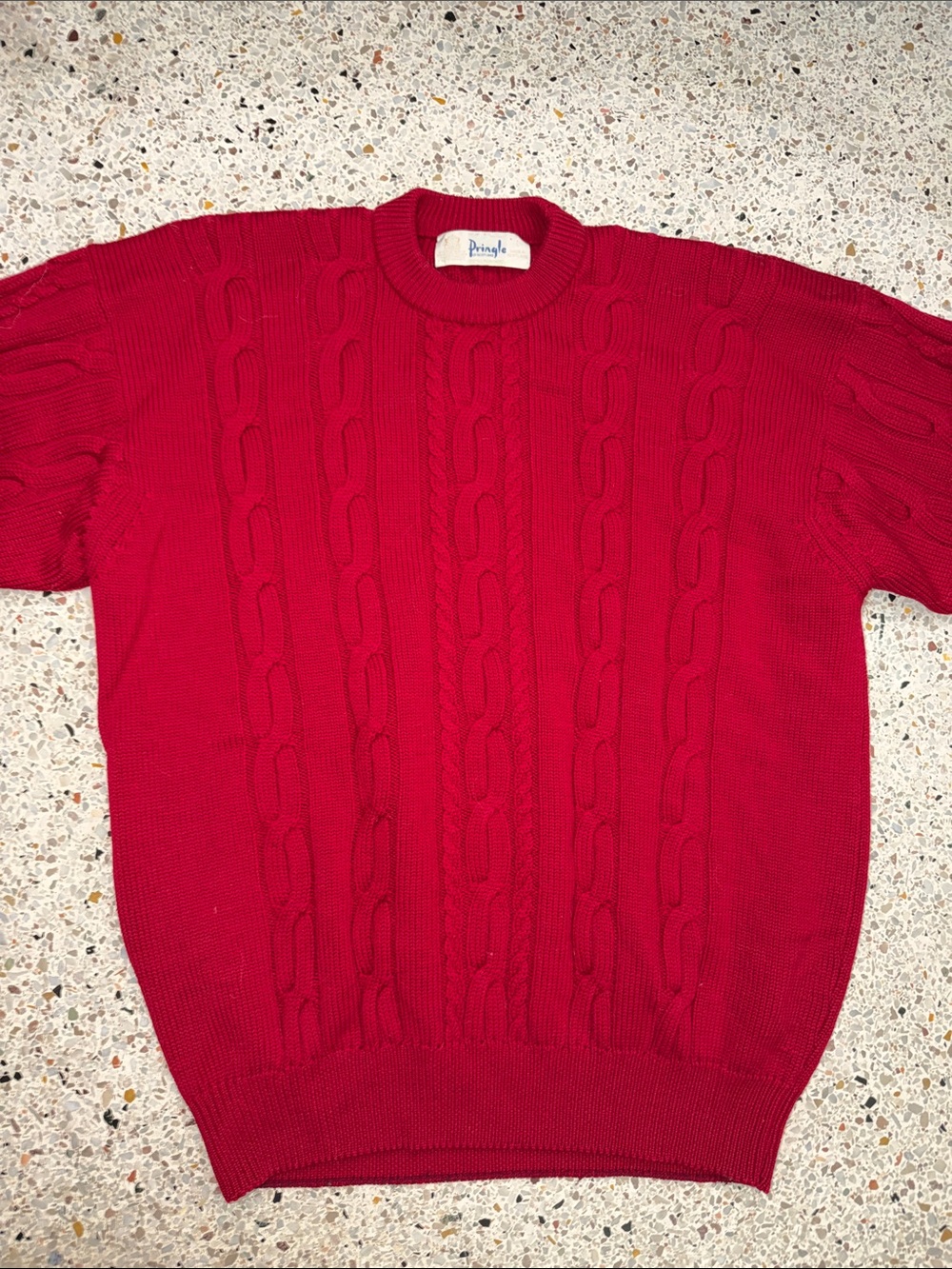 Pringle of Scotland red cable knit sweater 100% Lambswool L large